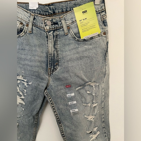 Levi's Men's 511 Slim Fit Jeans Better Days Blue Distressed 34 x 34 B4HP - Picture 6 of 7